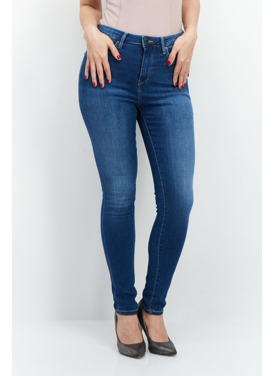 Women Slim Fit Washed Denim Jeans, Blue