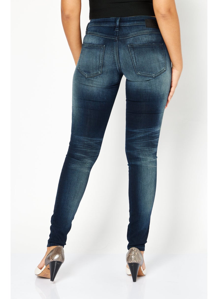Women Skinny Fit Washed Stretchable Denim Jeans, Blue