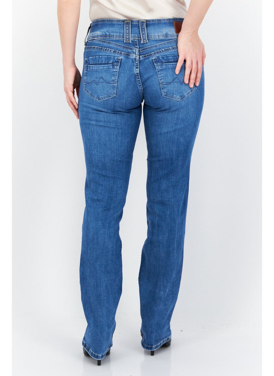 Women Straight Fit Washed Stretchable Jeans, Blue