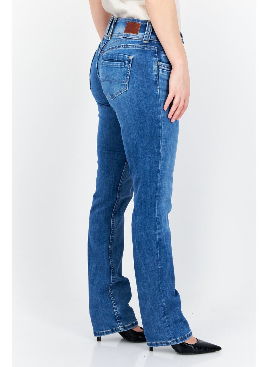 Women Straight Fit Washed Stretchable Jeans, Blue