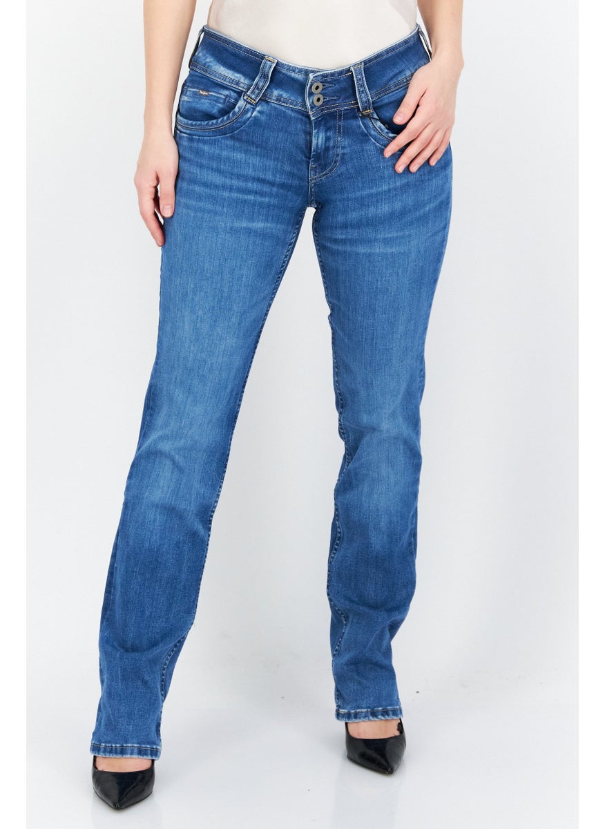 Women Straight Fit Washed Stretchable Jeans, Blue