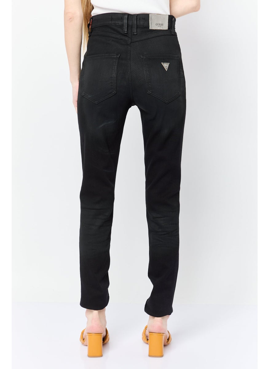 Women Skinny Fit Plain Stretchable Denim Jeans, Black