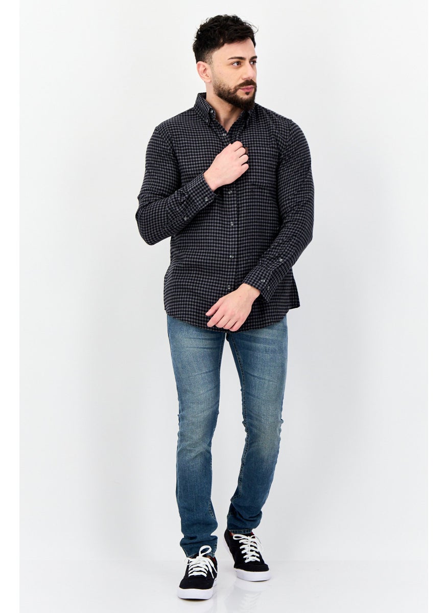 Men Regular Fit Plaid Long Sleeve Casual Shirts, Multicolor