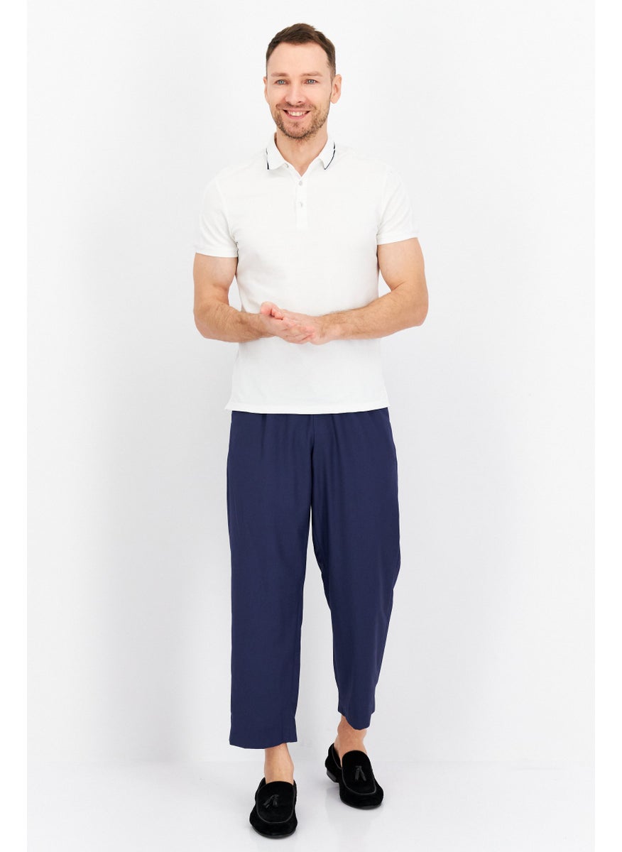 Men Regular Fit Plain Chino Pants, Blue