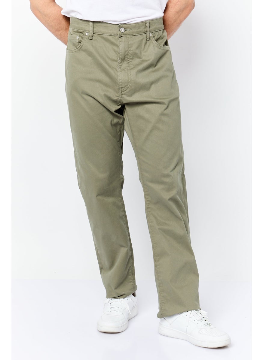 Men Slim Fit Solid Chino Pants, Olive