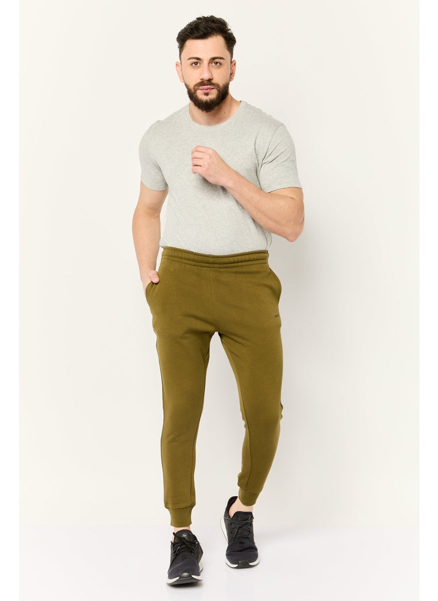 Men Regular Fit Brand Logo Jogger Pants, Green