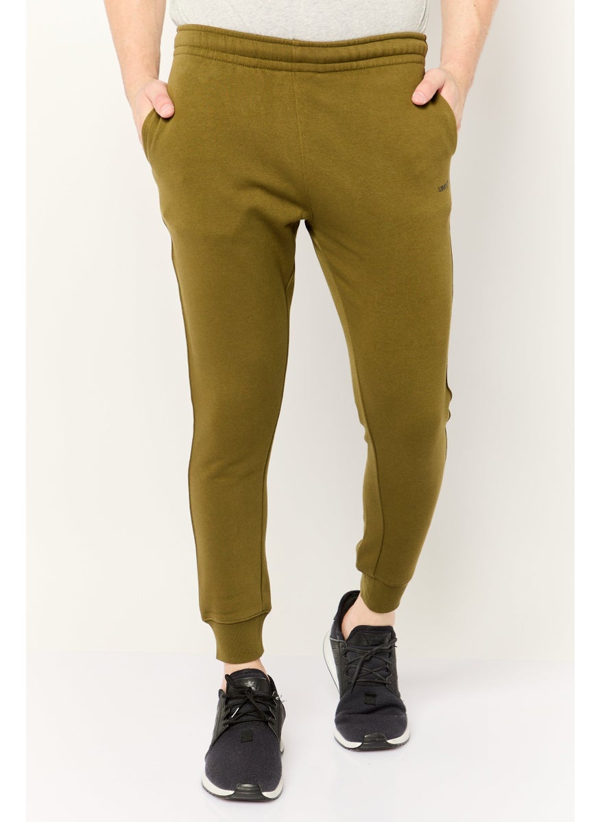 Men Regular Fit Brand Logo Jogger Pants, Green