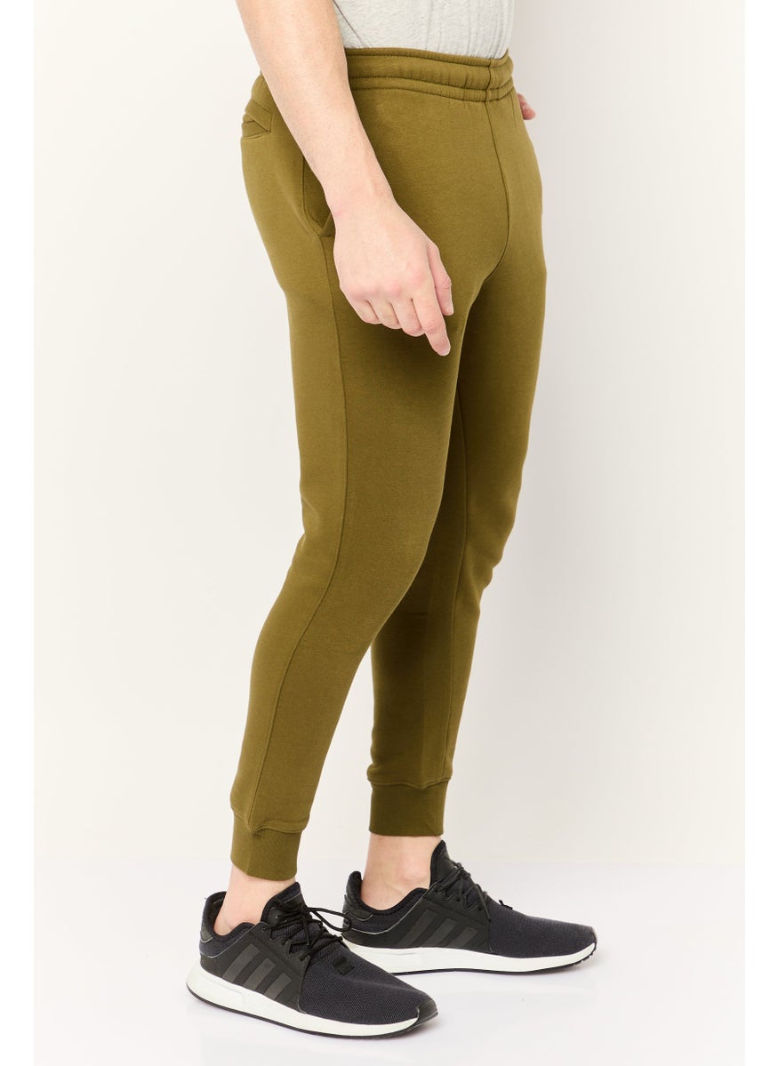 Men Regular Fit Brand Logo Jogger Pants, Green