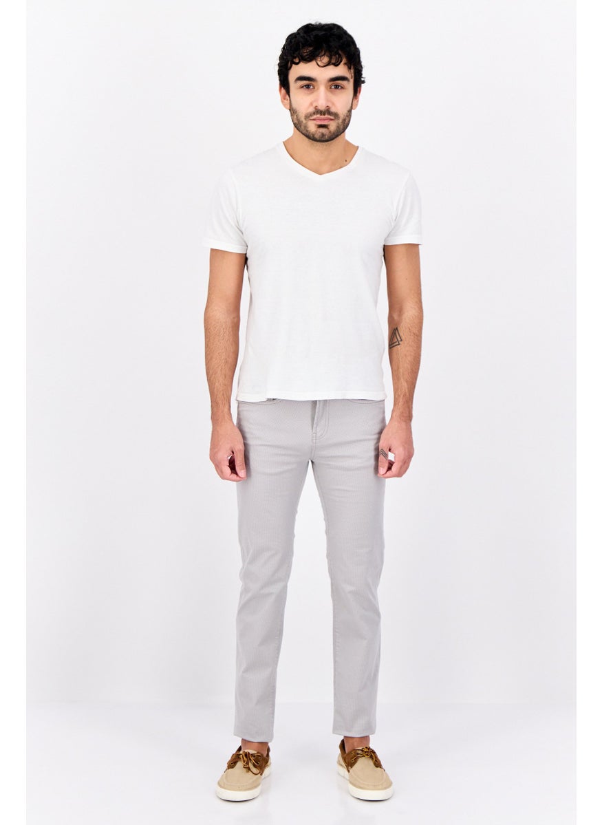Men Slim Fit Chambray Chino Pants, Grey
