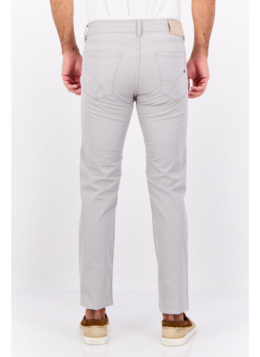 Men Slim Fit Chambray Chino Pants, Grey