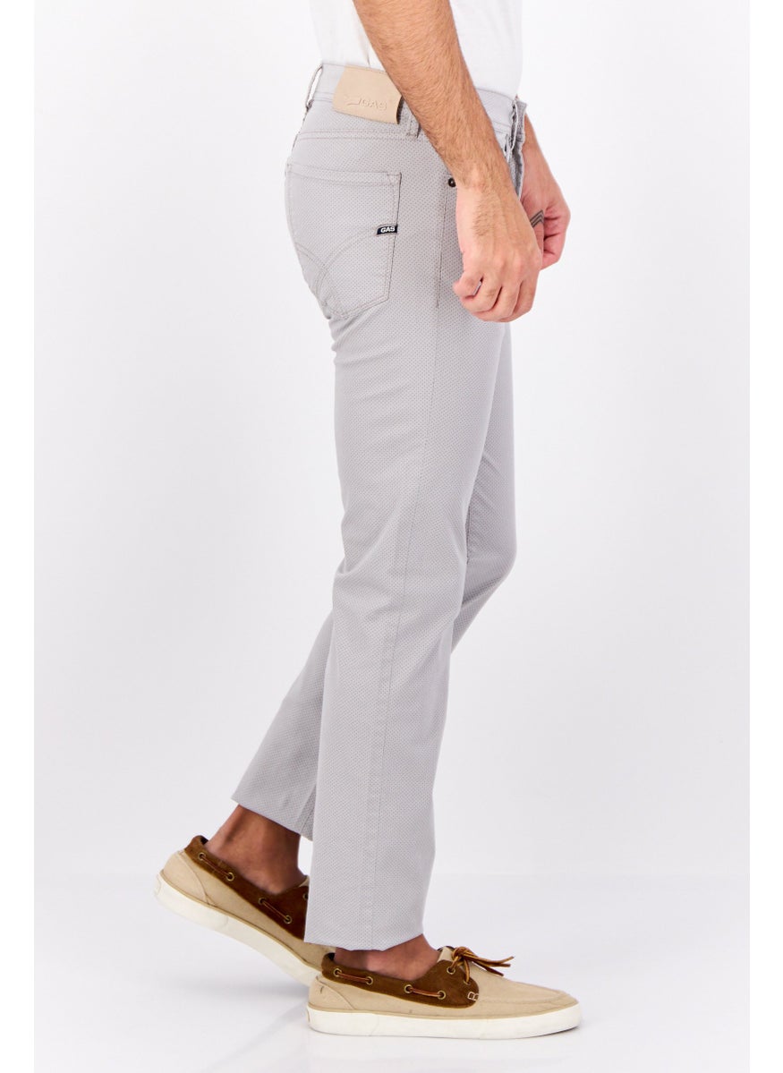 Men Slim Fit Chambray Chino Pants, Grey