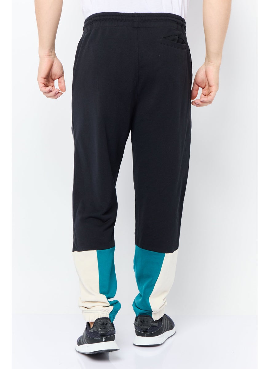 Men Regular Fit Brand Logo Track Pants, Black