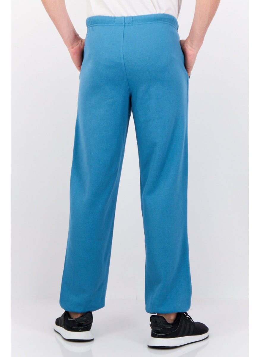 Men Regular Fit Brand Logo Sweatpants, Teal Blue