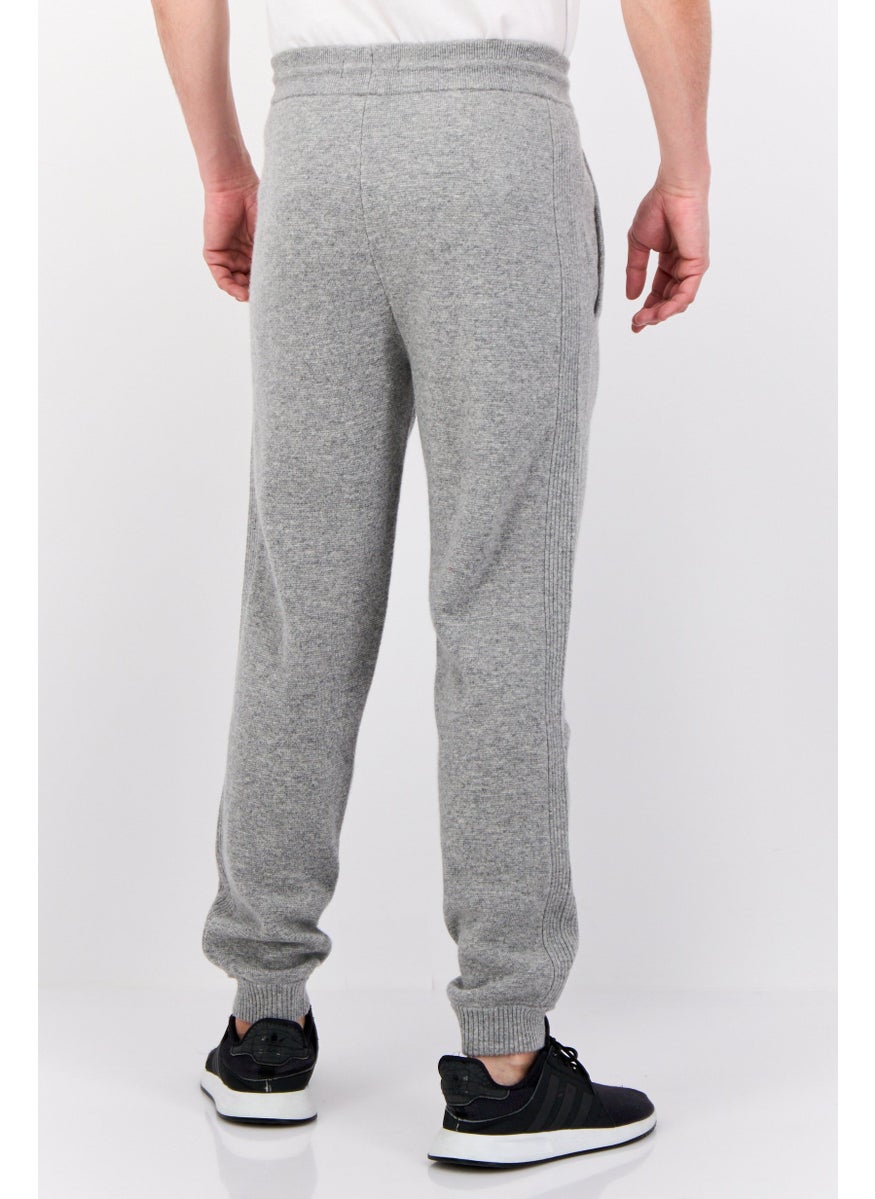 Men Regular Fit Knitted Cuffed Jogger, Grey