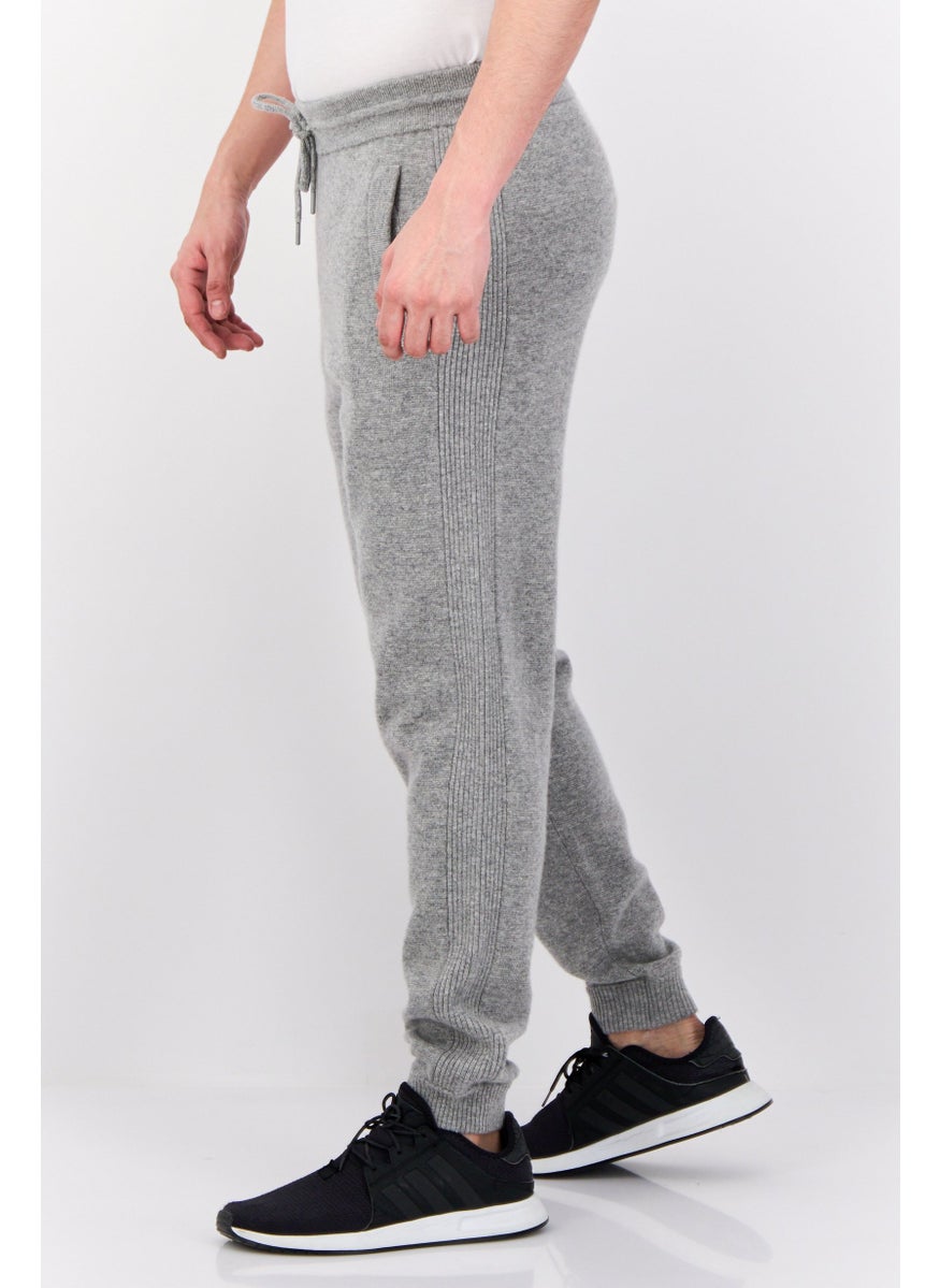 Men Regular Fit Knitted Cuffed Jogger, Grey