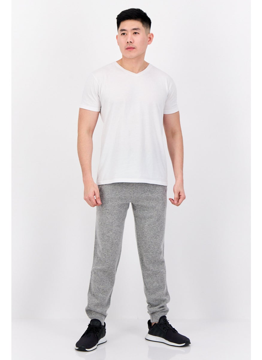 Men Regular Fit Knitted Cuffed Jogger, Grey