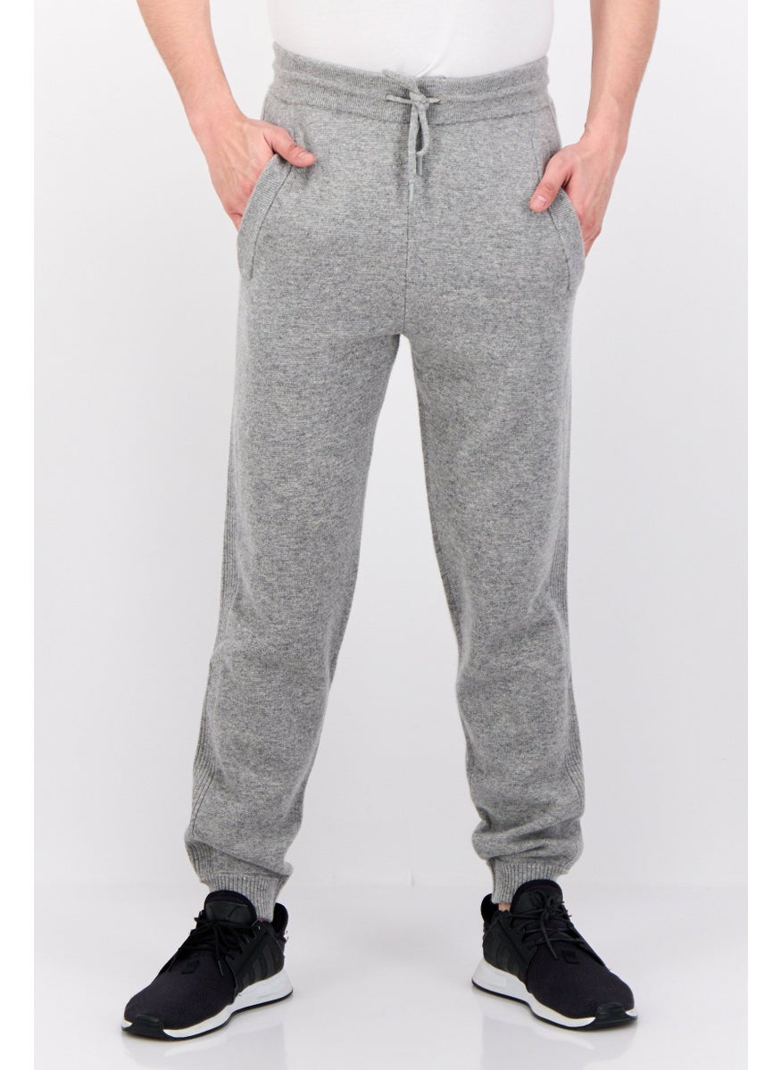 Men Regular Fit Knitted Cuffed Jogger, Grey