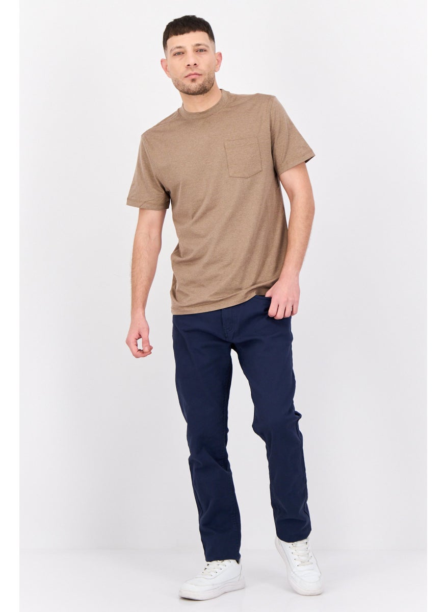 Men Regular Fit Solid Chino Pants, Navy Blue