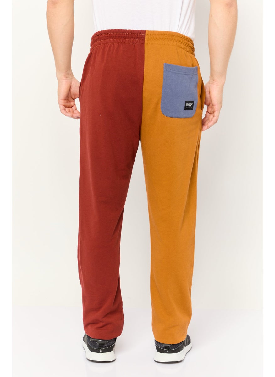 Men Regular Fit Two Tone Jogger Pants,Brown