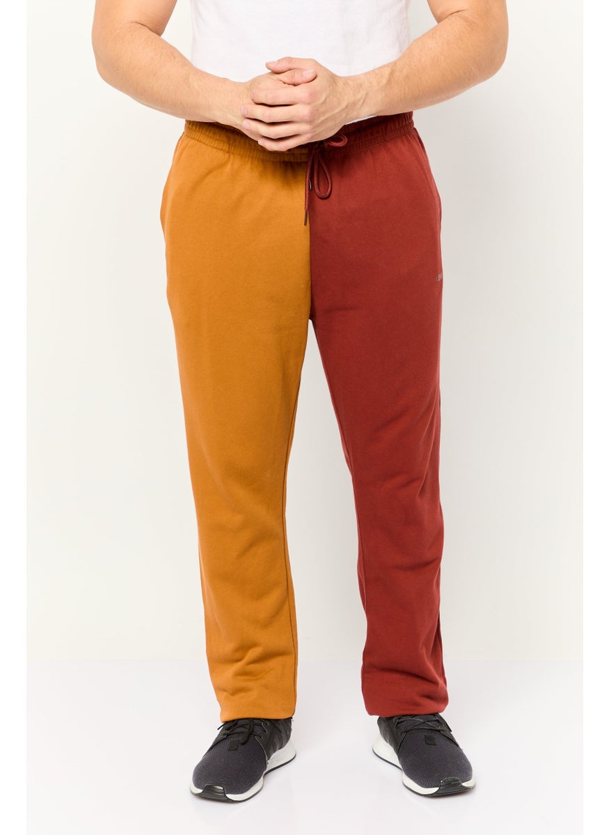 Men Regular Fit Two Tone Jogger Pants,Brown