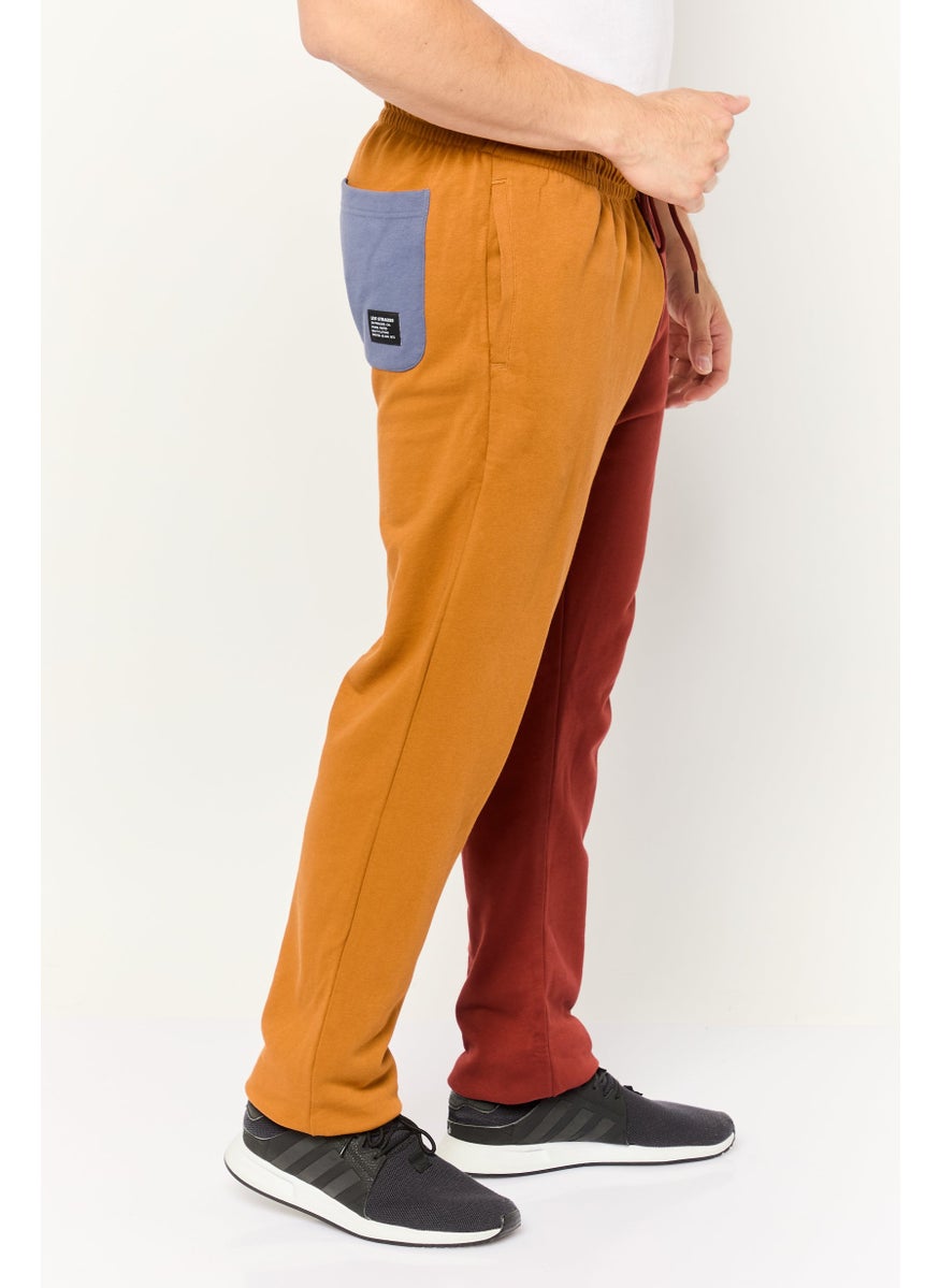 Men Regular Fit Two Tone Jogger Pants,Brown