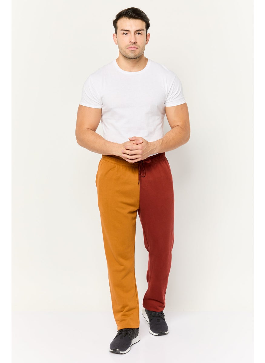 Men Regular Fit Two Tone Jogger Pants,Brown