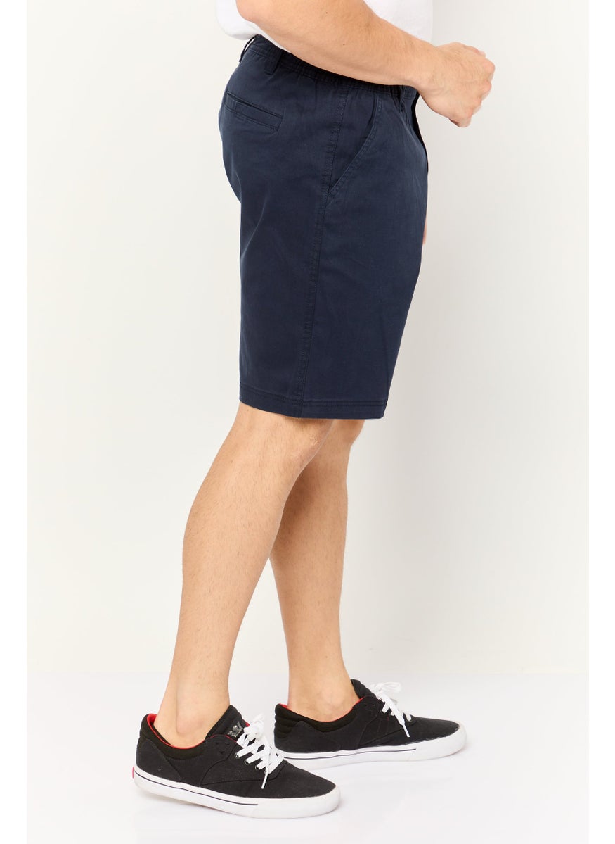 Men Solid Chino Shorts, Dark Navy