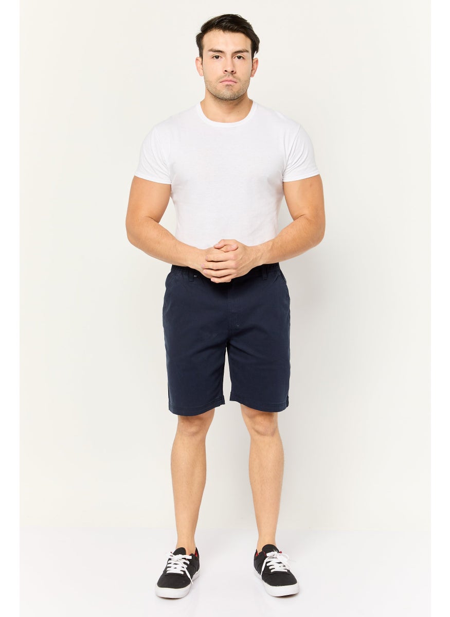 Men Solid Chino Shorts, Dark Navy