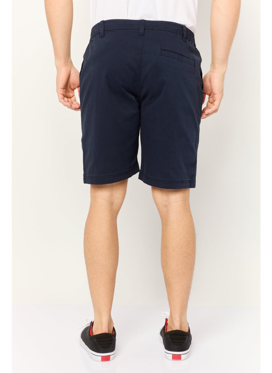 Men Solid Chino Shorts, Dark Navy