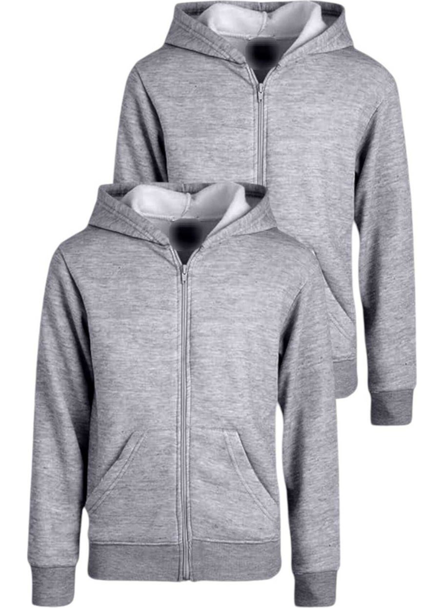 Kids Cotton Hooded Zippered Sweatshirt 2 Piece Set