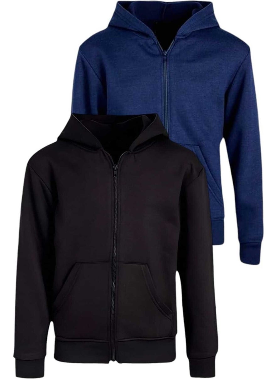 Kids Cotton Hooded Zippered Sweatshirt 2 Piece Set