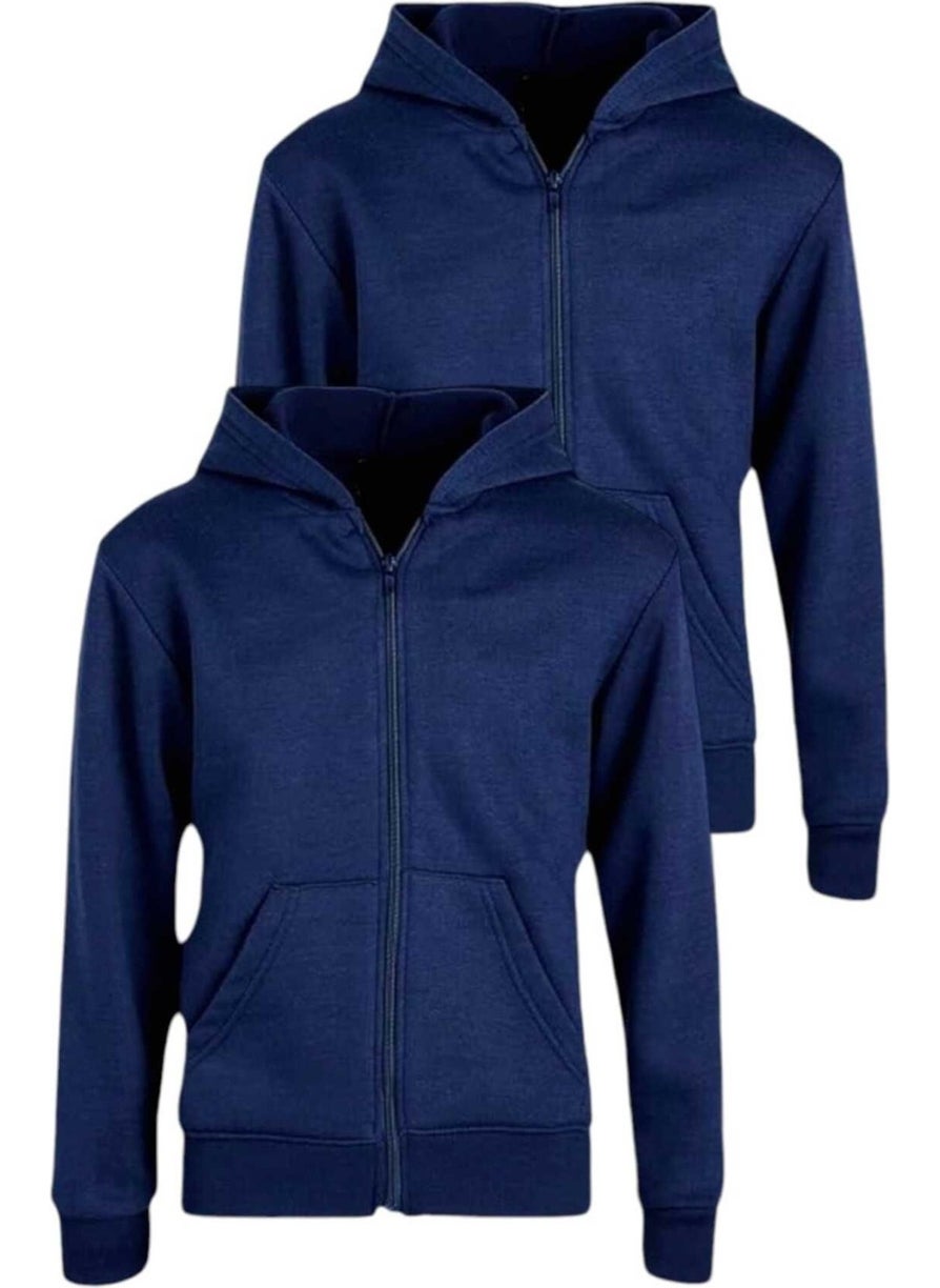 Kids Cotton Hooded Zippered Sweatshirt 2 Piece Set