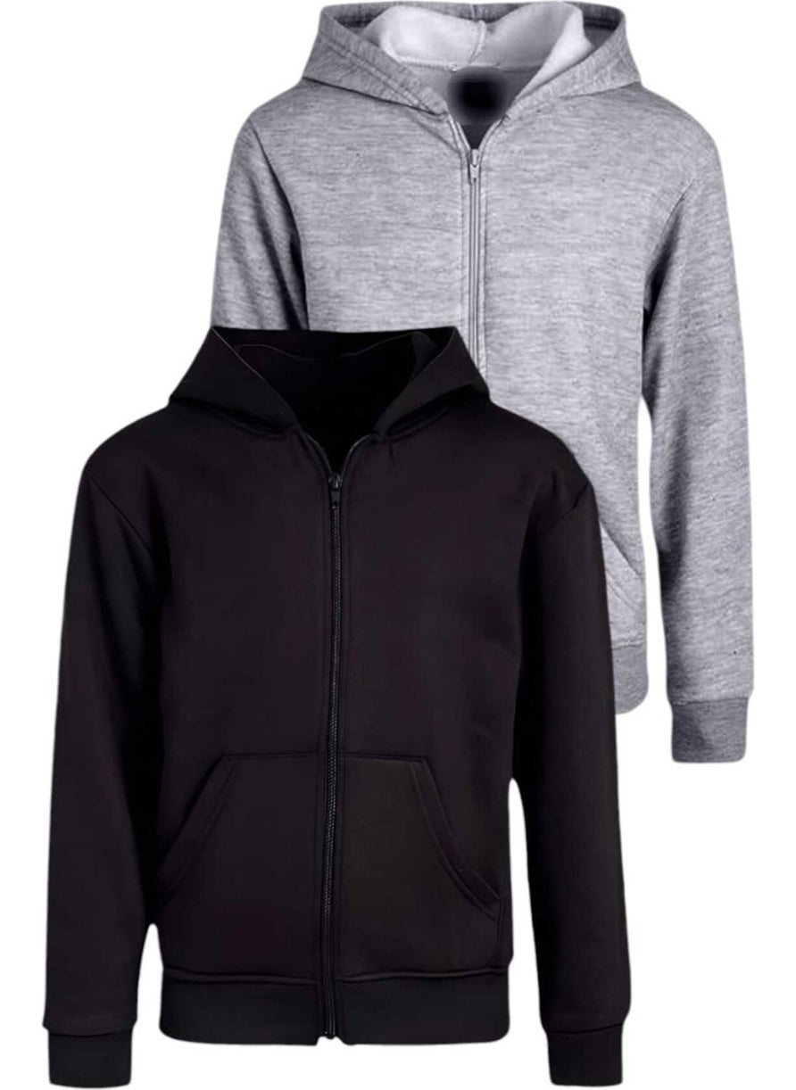 Kids Cotton Hooded Zippered Sweatshirt 2 Piece Set