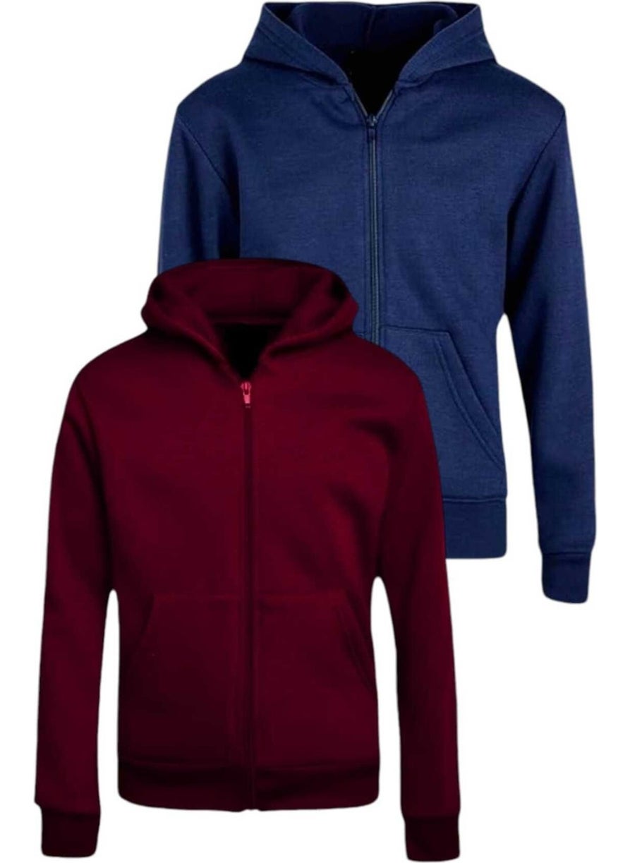 Kids Cotton Hooded Zippered Sweatshirt 2 Piece Set