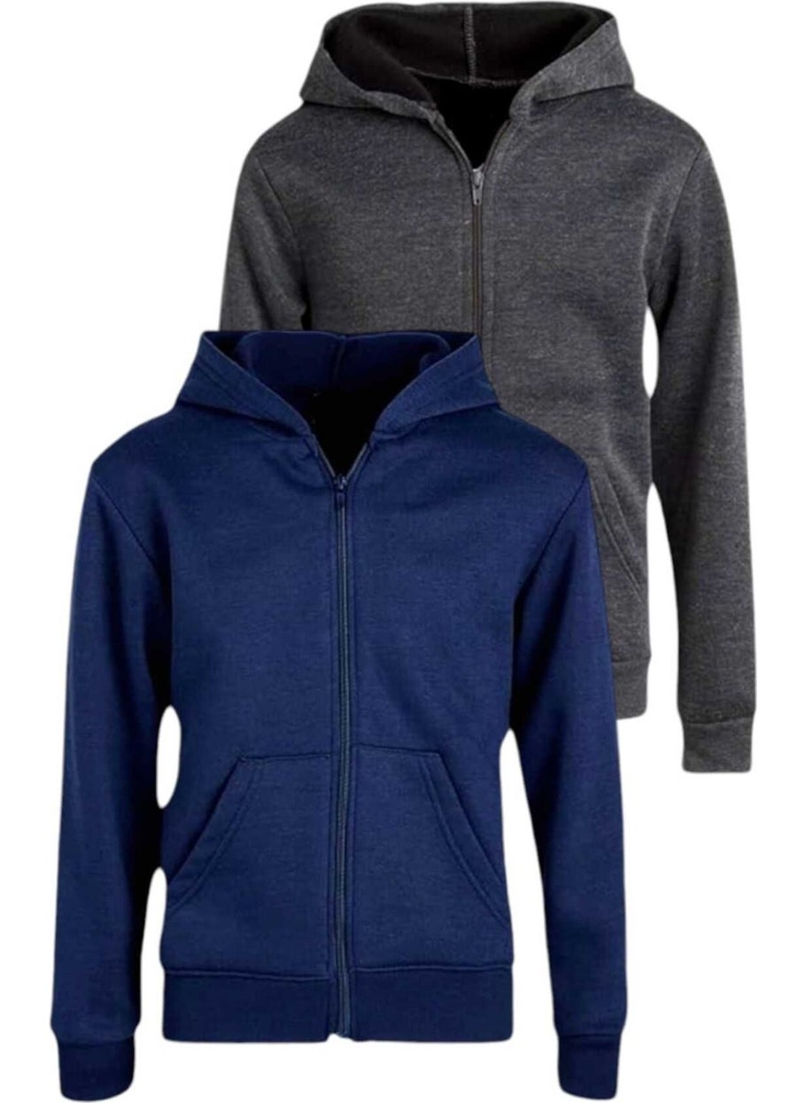 Kids Cotton Hooded Zippered Sweatshirt 2 Piece Set