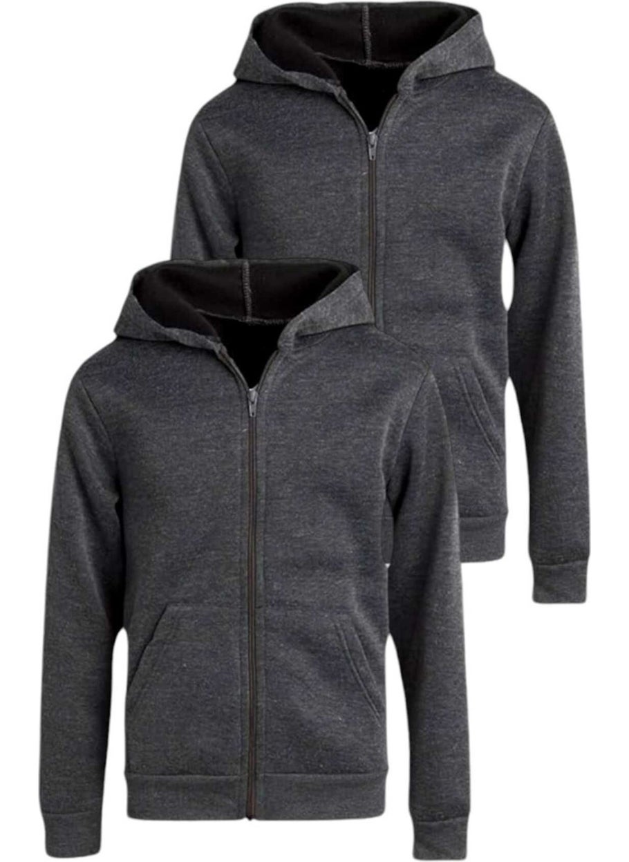 Kids Cotton Hooded Zippered Sweatshirt 2 Piece Set