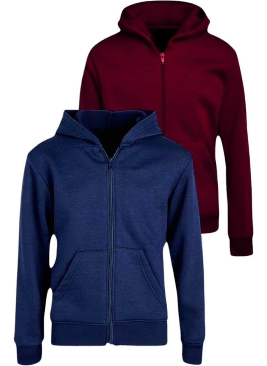 Kids Cotton Hooded Zippered Sweatshirt 2 Piece Set