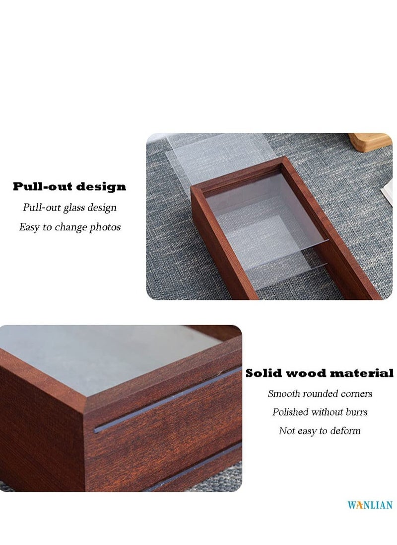 Shadow Photo Frame, Wooden Double-Sided High-Definition Plexiglass Storage Box, Shattered Resistant Glass and Drawer, for  Dried Flowers, Specimens, Handicrafts, and Photos