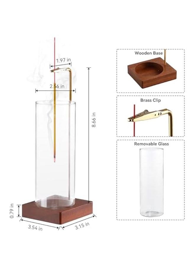 2 Pack Incense Holder for Sticks, Insence-Stick Holder Ash Catcher with Removable Glass 【Anti-Ash Flying】, Mess-Free Incense Burner, Perfect for Meditation Yoga Relaxation, Home Decor