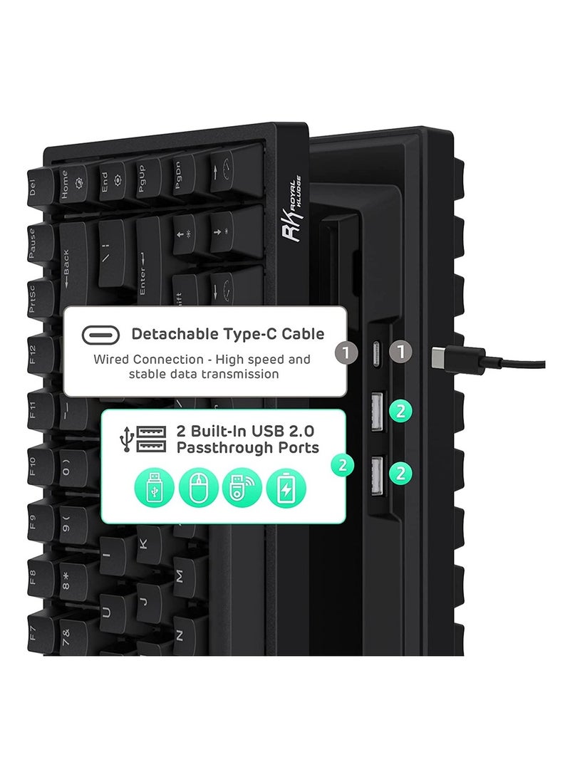 RK Royal Kludge RK84 Tri-Mode RGB 84-Keys Hot-Swappable Mechanical Keyboard - Black [Brown Switch]