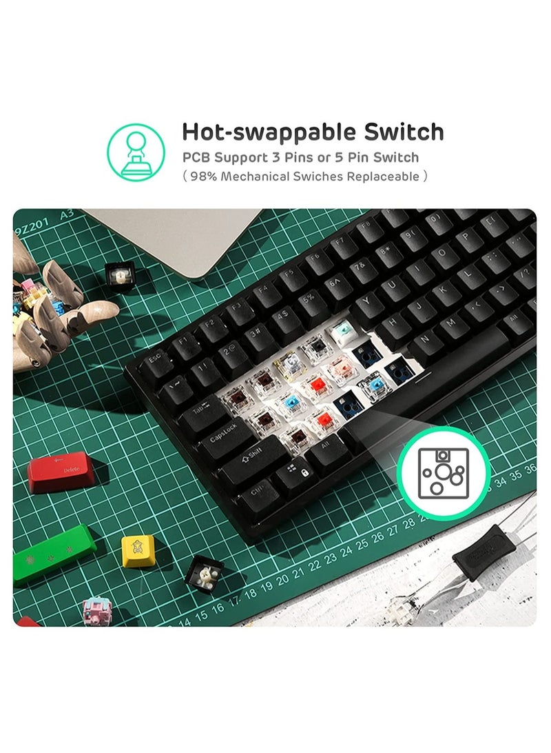 RK Royal Kludge RK84 Tri-Mode RGB 84-Keys Hot-Swappable Mechanical Keyboard - Black [Brown Switch]