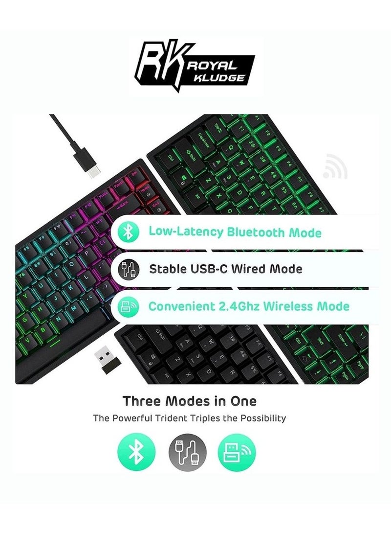 RK Royal Kludge RK84 Tri-Mode RGB 84-Keys Hot-Swappable Mechanical Keyboard - Black [Brown Switch]