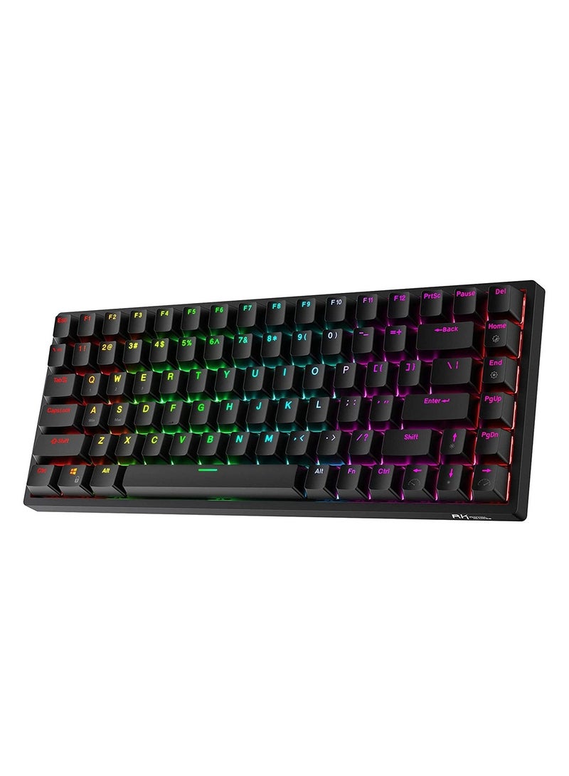 RK Royal Kludge RK84 Tri-Mode RGB 84-Keys Hot-Swappable Mechanical Keyboard - Black [Brown Switch]