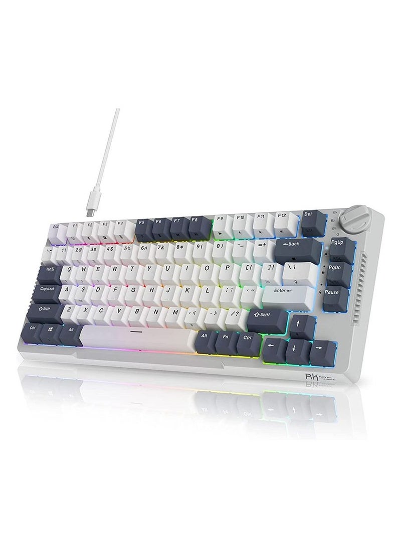 RK Royal Kludge RK H81 81 Keys Tri-Mode with Knob Control RGB Wireless Mechanical Keyboard White Night - Sky cyan Switch