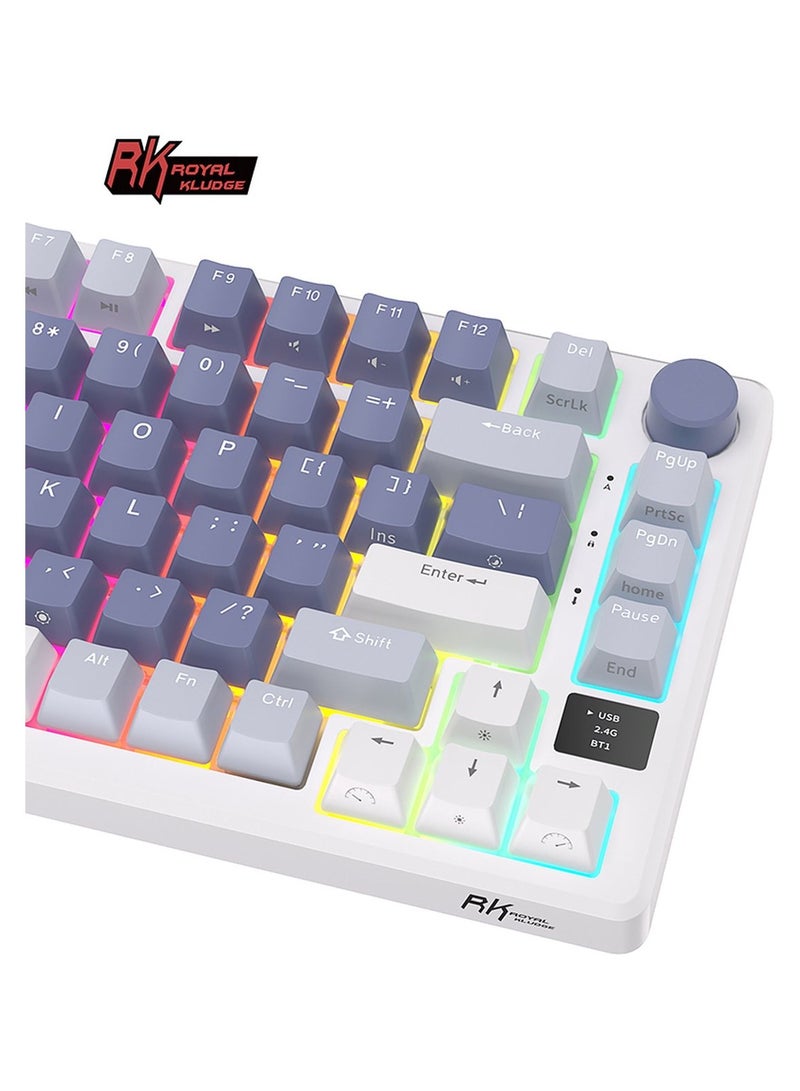 Royal Kludge RKM75 - RGB Mechanical Gaming Keyboard - With Display - Foam Touch - Ocean Blue - Bluetooth - Hot Swappable Switch - Silver Switches - Includes Dust Cover