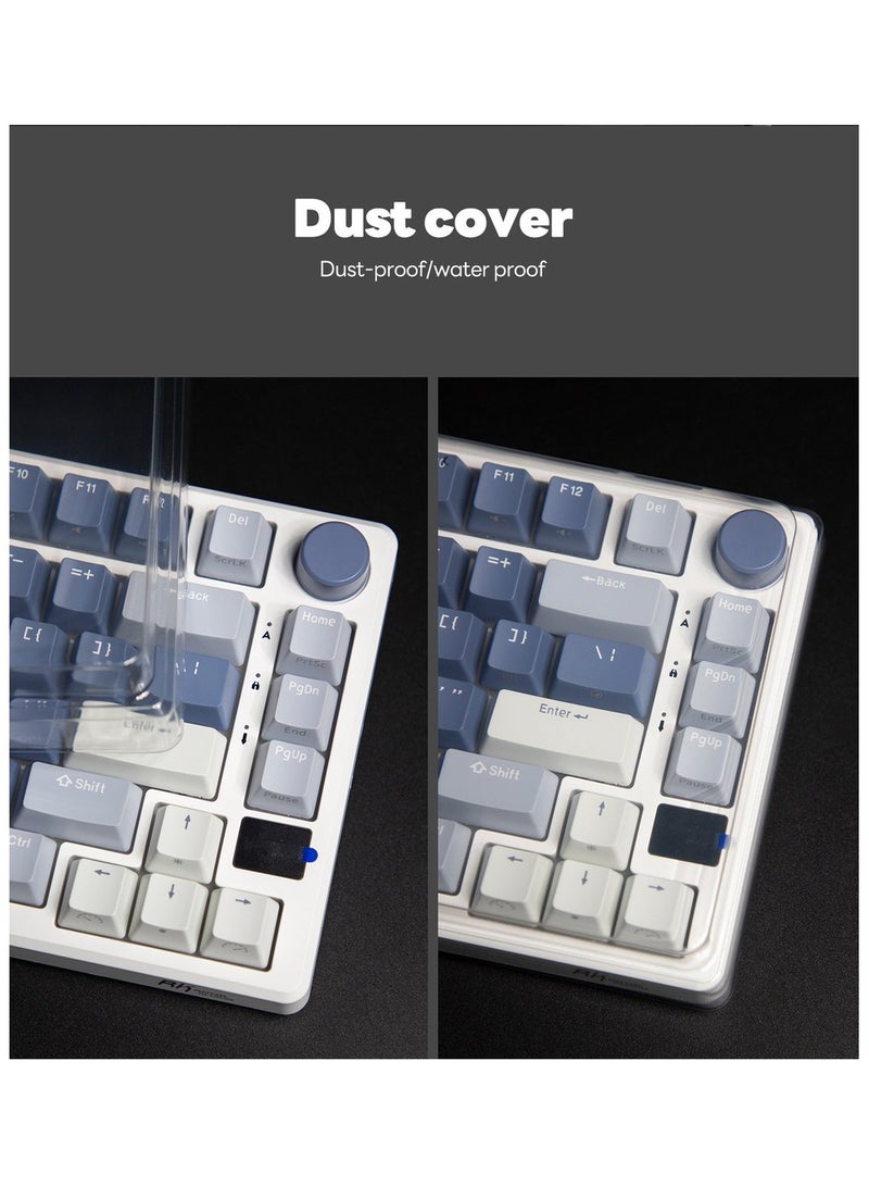 Royal Kludge RKM75 - RGB Mechanical Gaming Keyboard - With Display - Foam Touch - Ocean Blue - Bluetooth - Hot Swappable Switch - Silver Switches - Includes Dust Cover