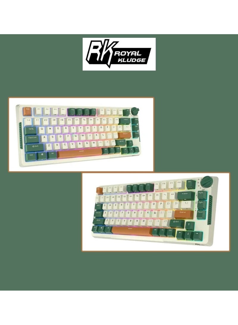 Royal Kludge RK-H81 Tri-Mode RGB 81 Keys Hot Swappable Mechanical Keyboard Time Machine (Sky Cyan Switch)