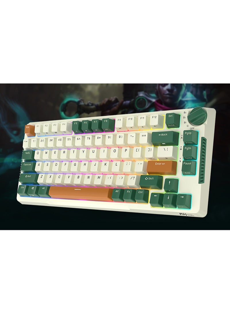 Royal Kludge RK-H81 Tri-Mode RGB 81 Keys Hot Swappable Mechanical Keyboard Time Machine (Sky Cyan Switch)