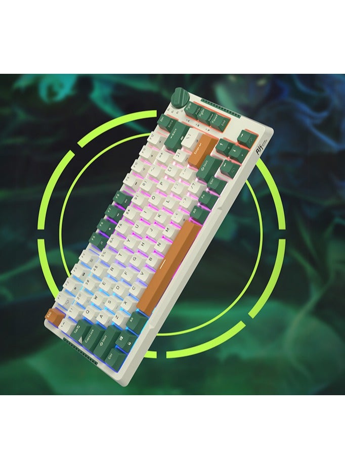 Royal Kludge RK-H81 Tri-Mode RGB 81 Keys Hot Swappable Mechanical Keyboard Time Machine (Sky Cyan Switch)