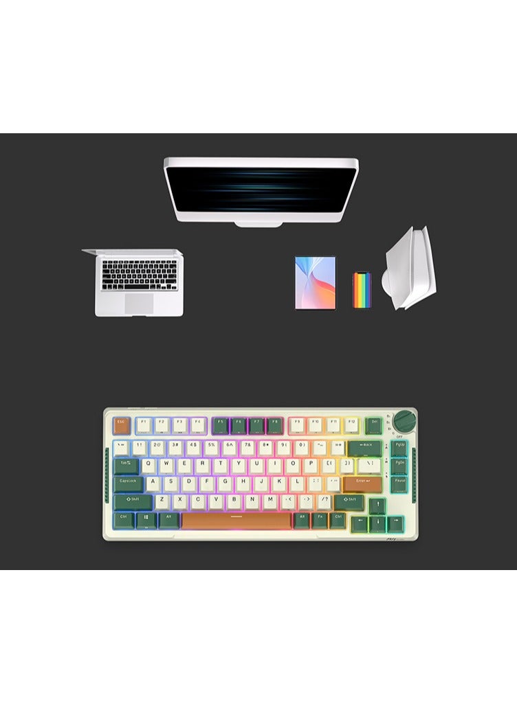 Royal Kludge RK-H81 Tri-Mode RGB 81 Keys Hot Swappable Mechanical Keyboard Time Machine (Sky Cyan Switch)